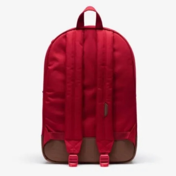 Herschel Heritage Backpack Red/Saddle Brown School Laptop Bag Travel - Picture 4 of 8